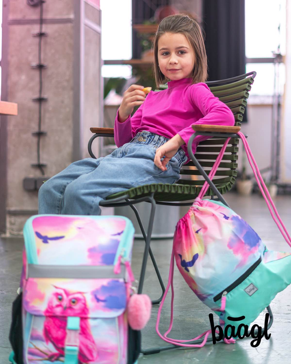 Gym sack with zip pocket Owl