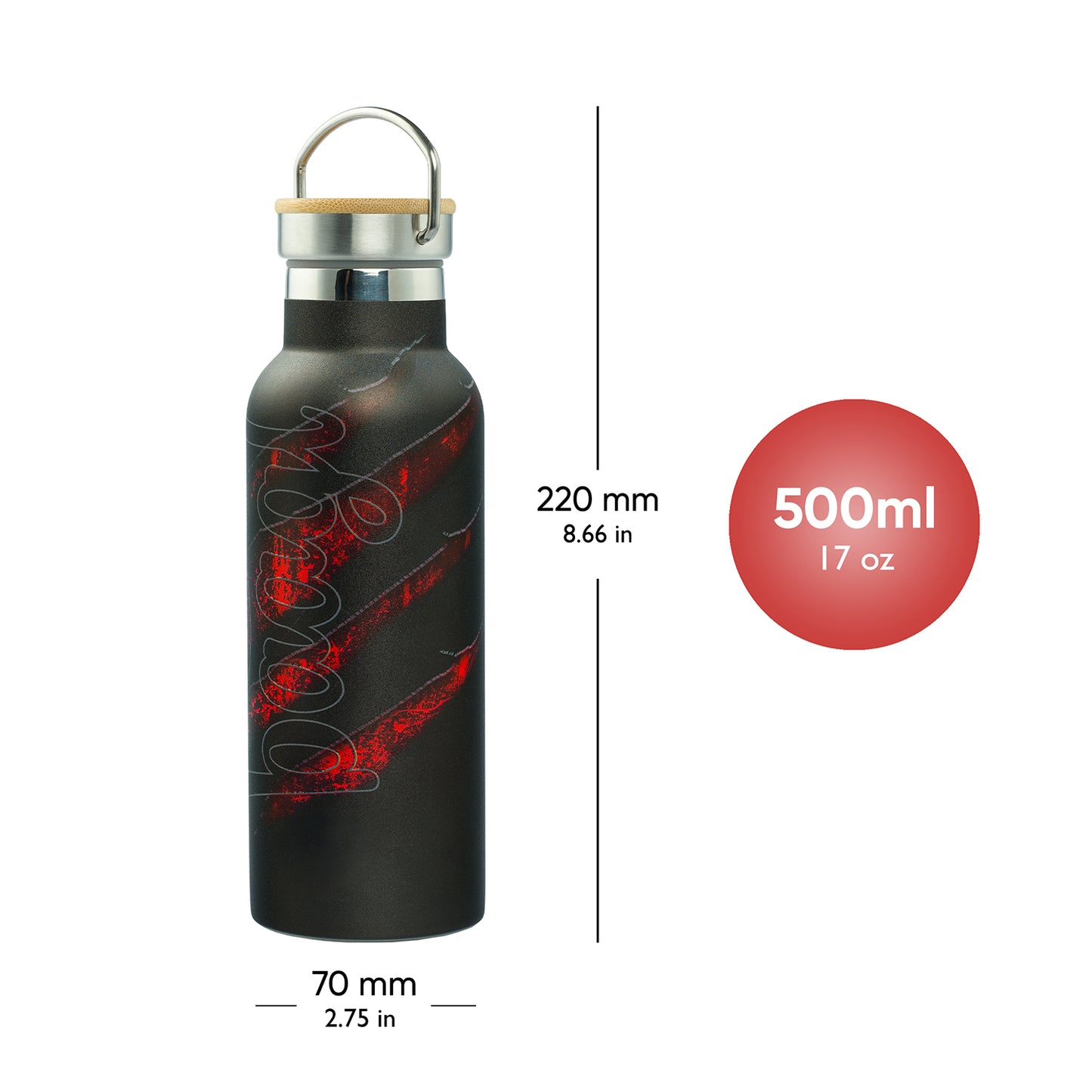 Thermo bottle with bamboo lid Volcano, 500 ml
