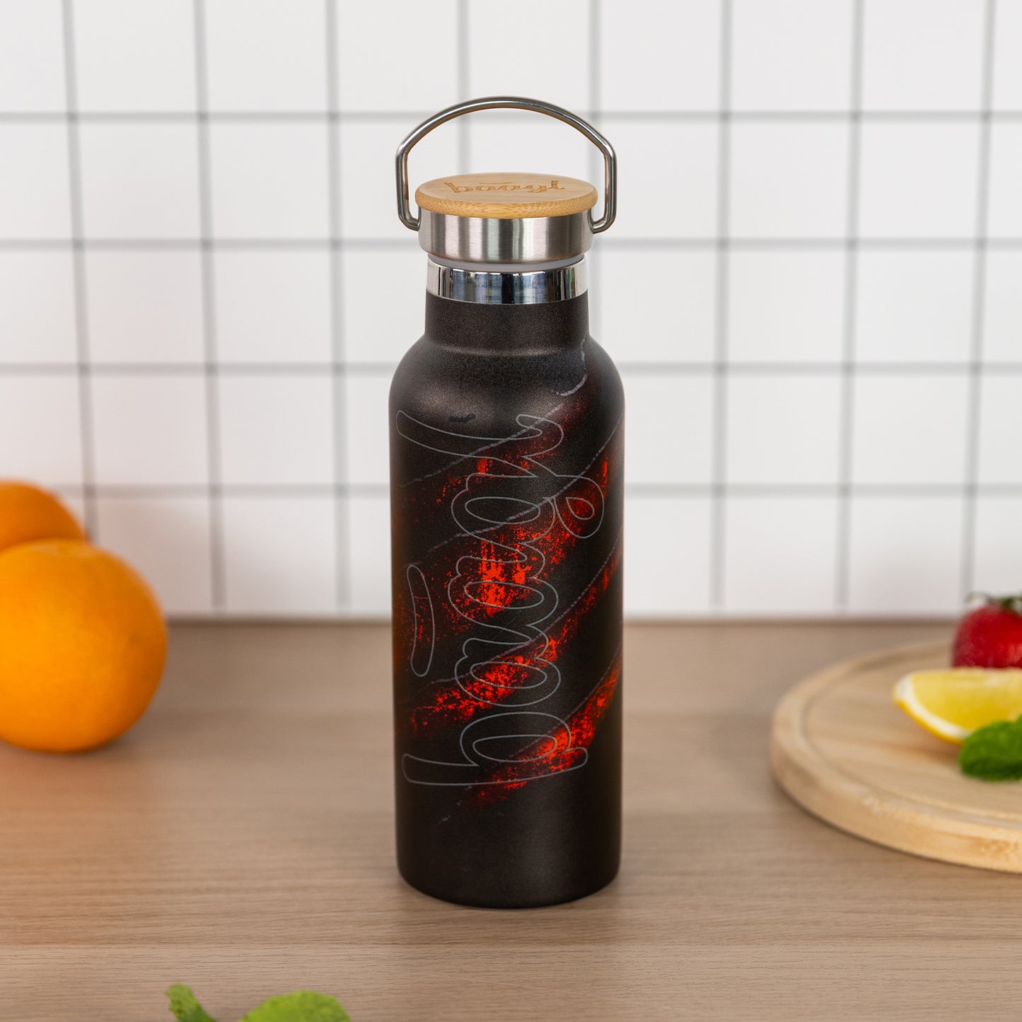 Thermo bottle with bamboo lid Volcano, 500 ml