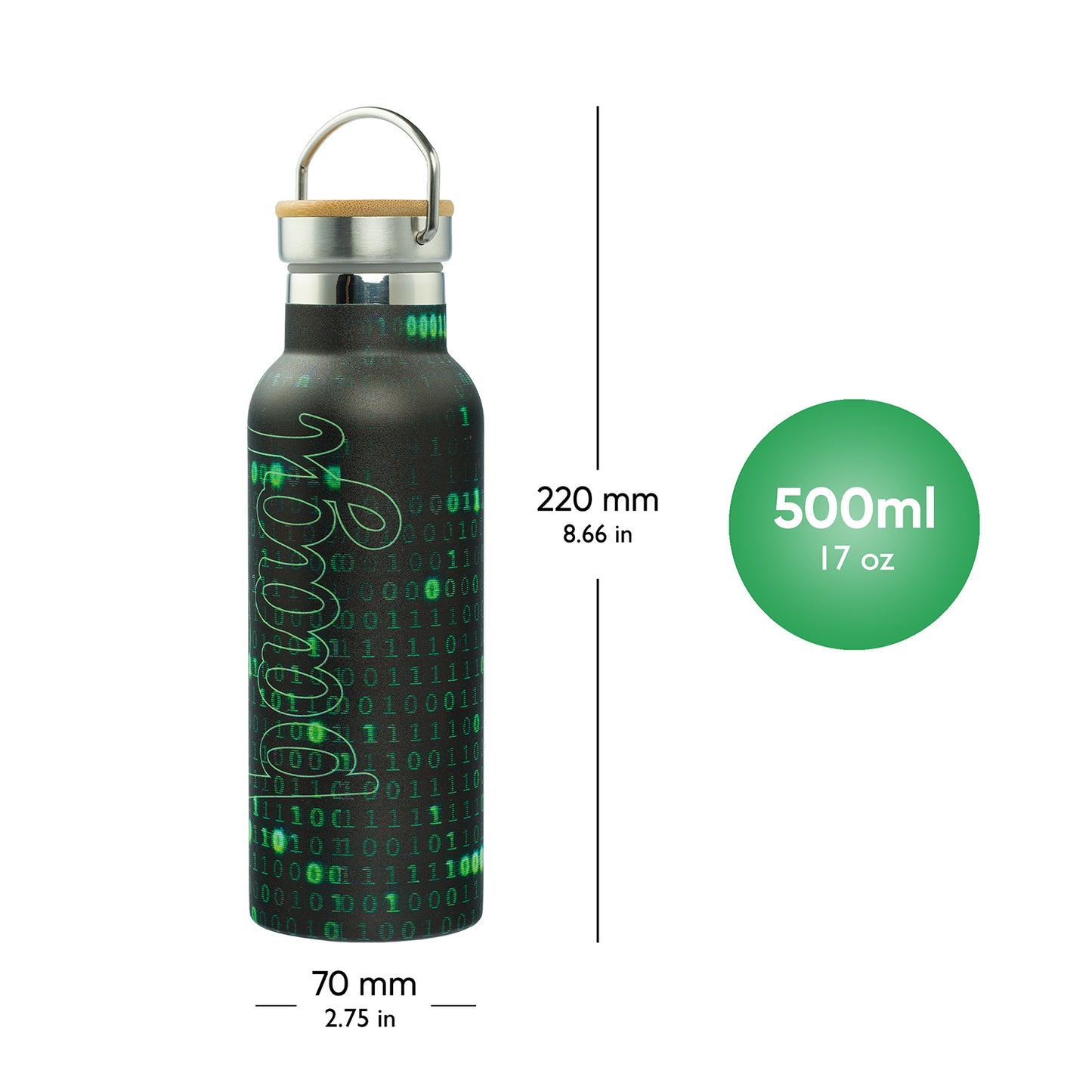 Thermo bottle with bamboo lid Numbers, 500 ml