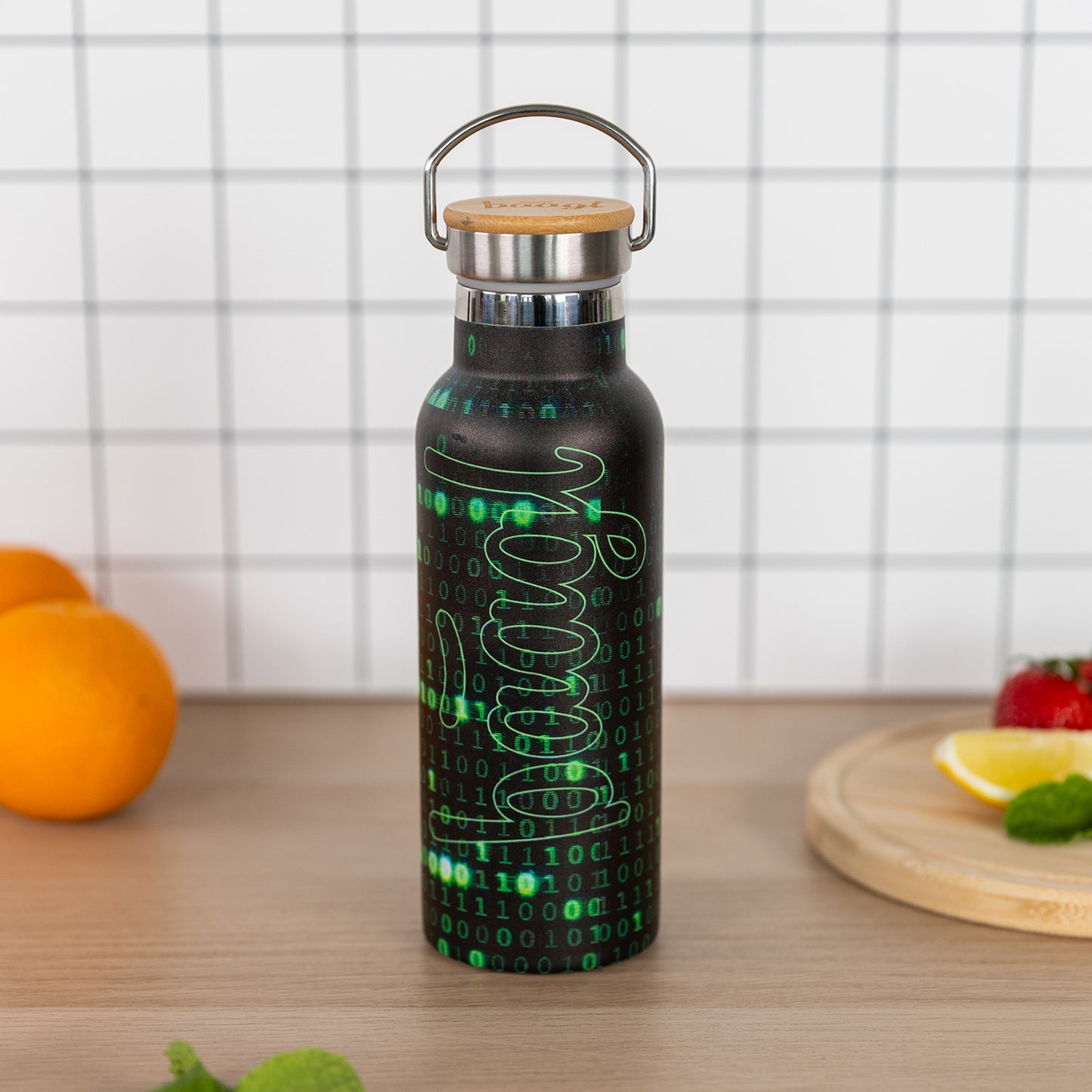 Thermo bottle with bamboo lid Numbers, 500 ml