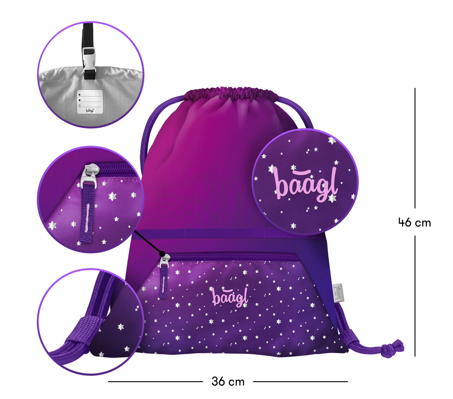 Gym sack with zip pocket Heart