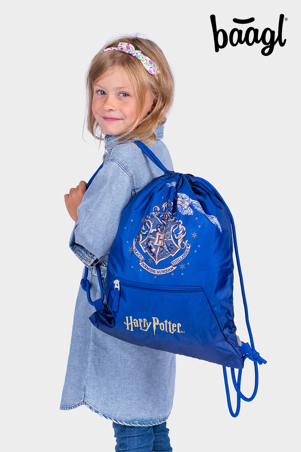 Gym sack with zip pocket Harry Potter Hogwarts Hedwig