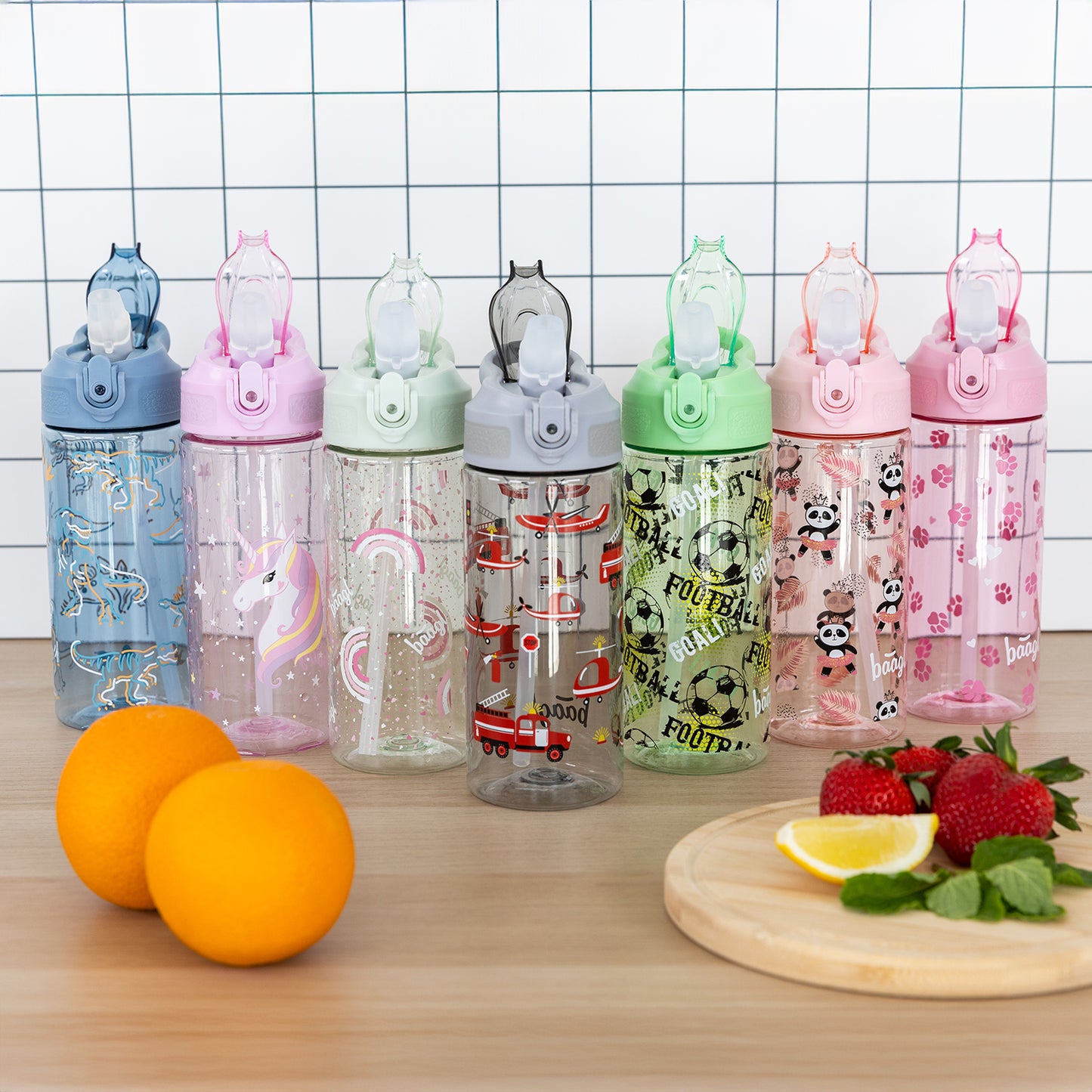 Tritan bottle with straw Rainbow Unicorn, 500 ml