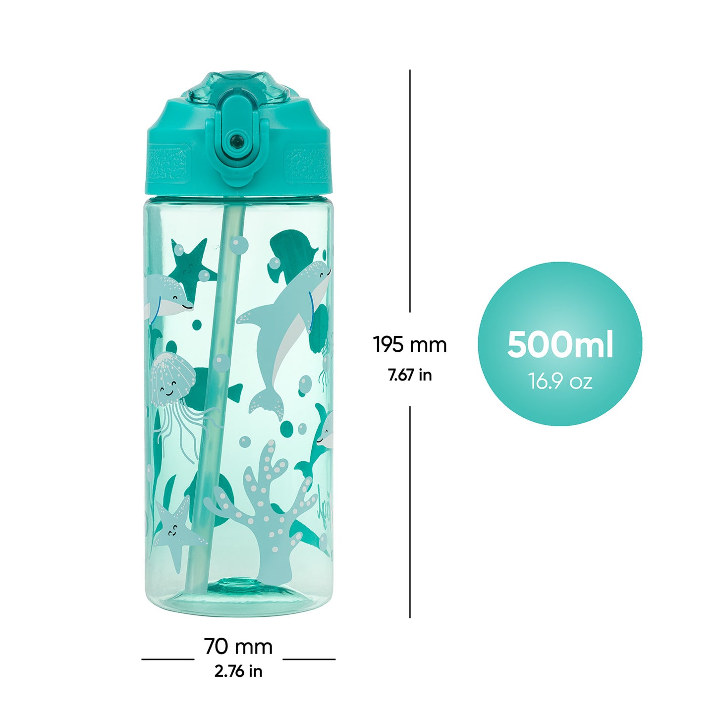 Tritan bottle with straw Dolphin. 500 ml