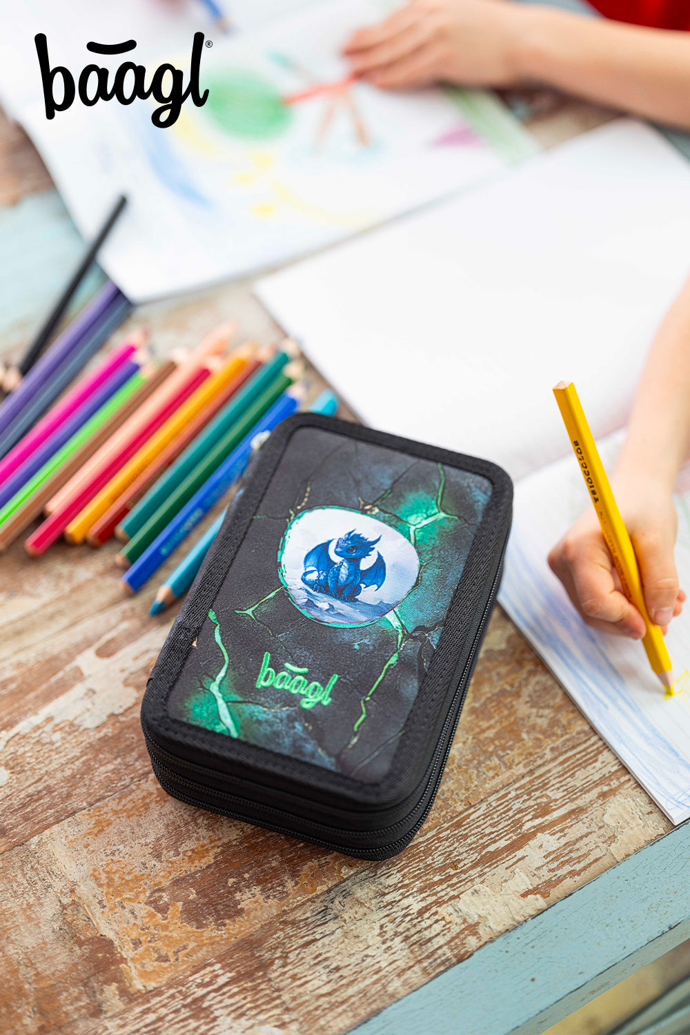 Three-tier pencil case Dragons