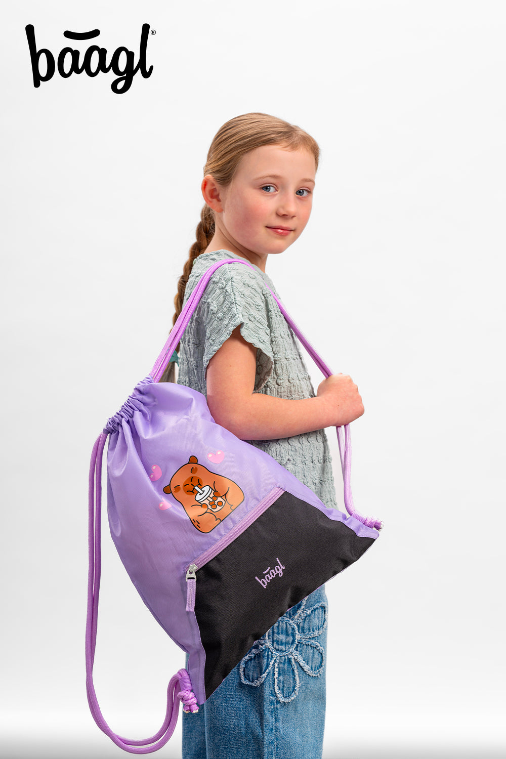 Gym sack with zip pocket Capybara