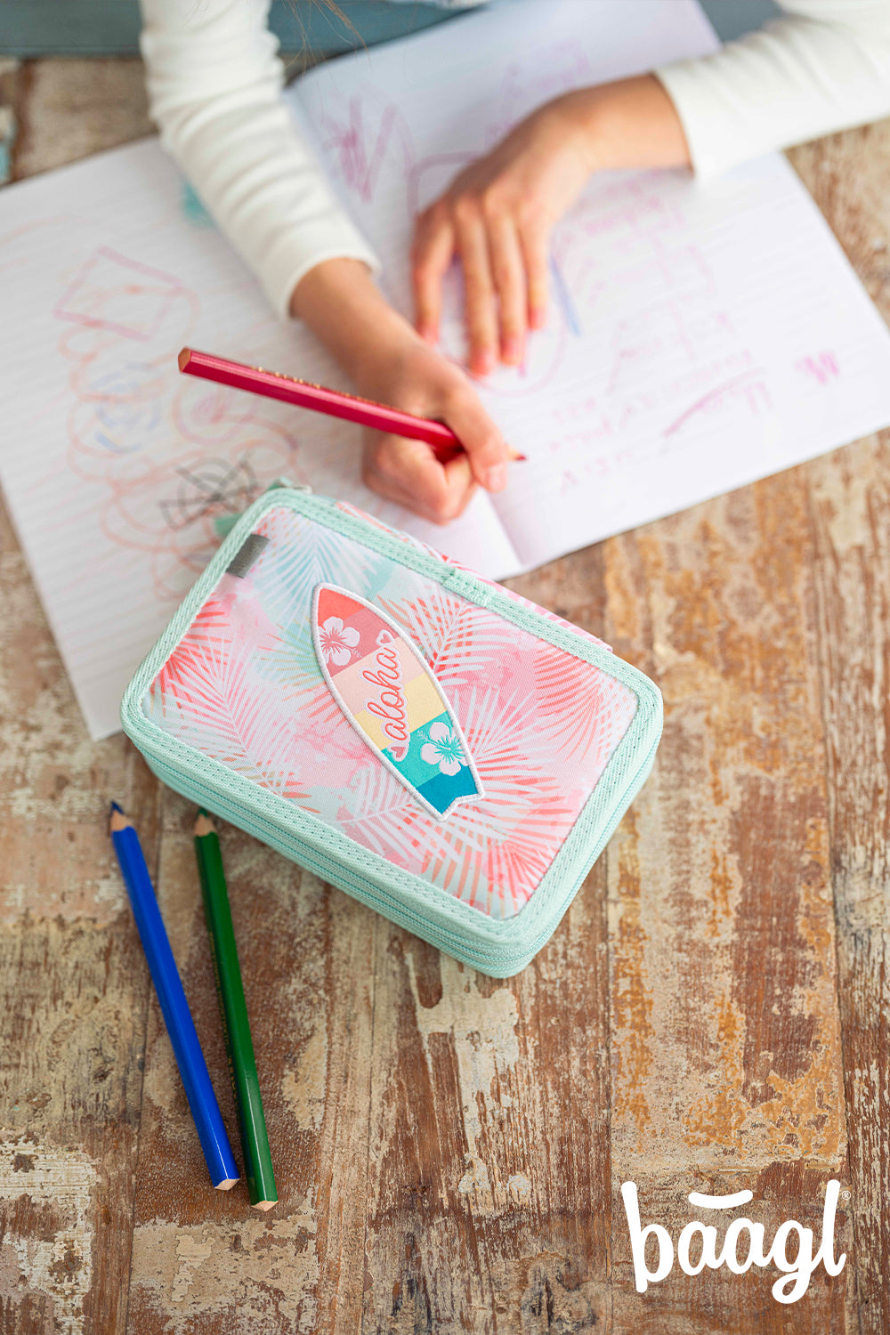 Three-tier pencil case Sunset