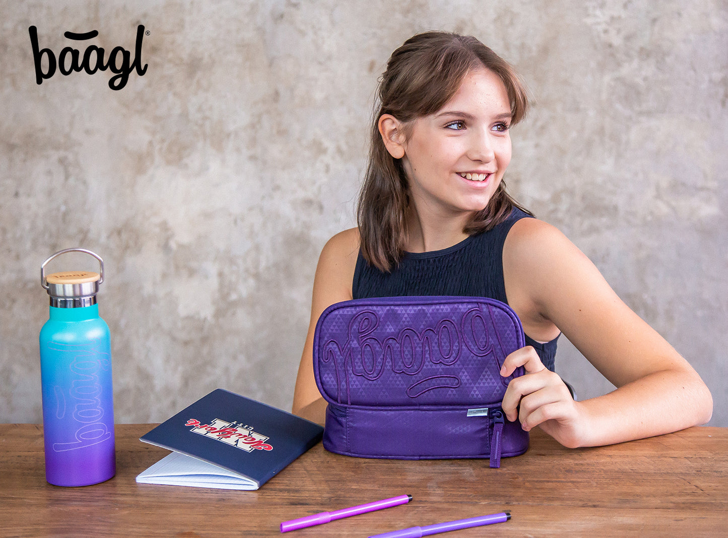 School etui Plum