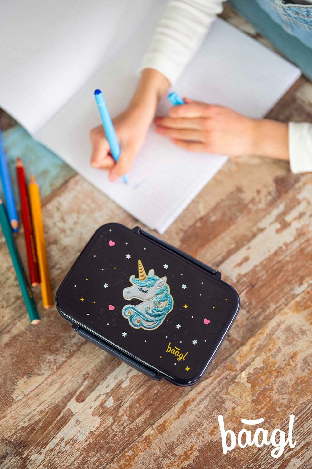 Lunch box with compartments Unicorn Gold