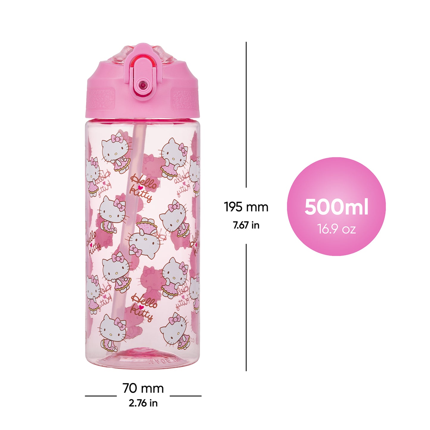 Tritan bottle with straw Hello Kitty Sweet Leopard, 500 ml