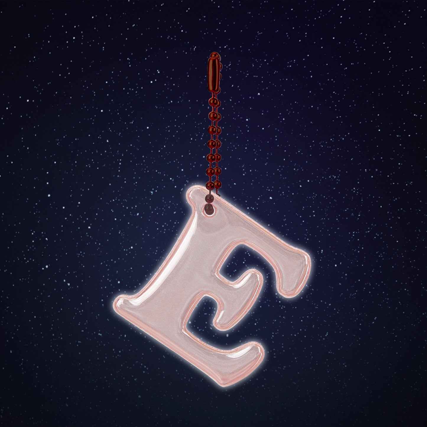 Reflective keychain letter E