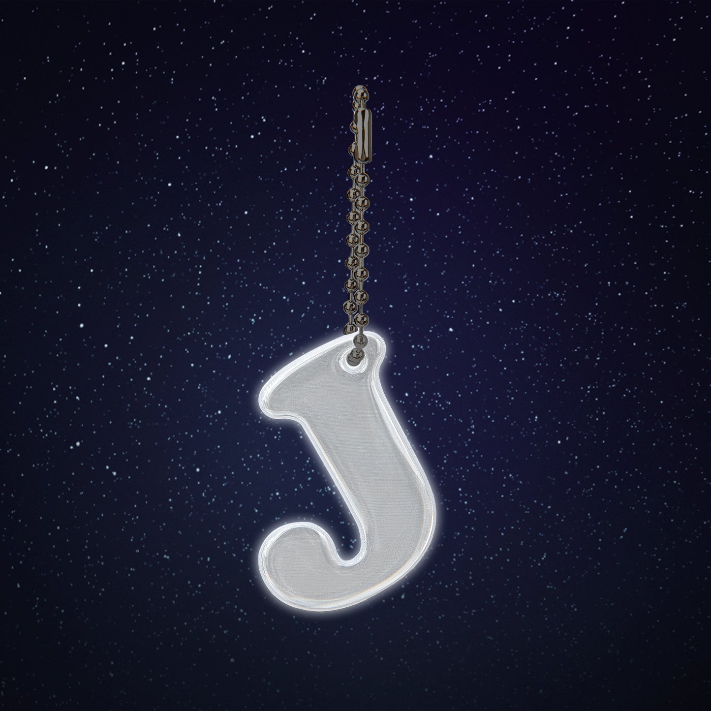 Reflective keychain letter J