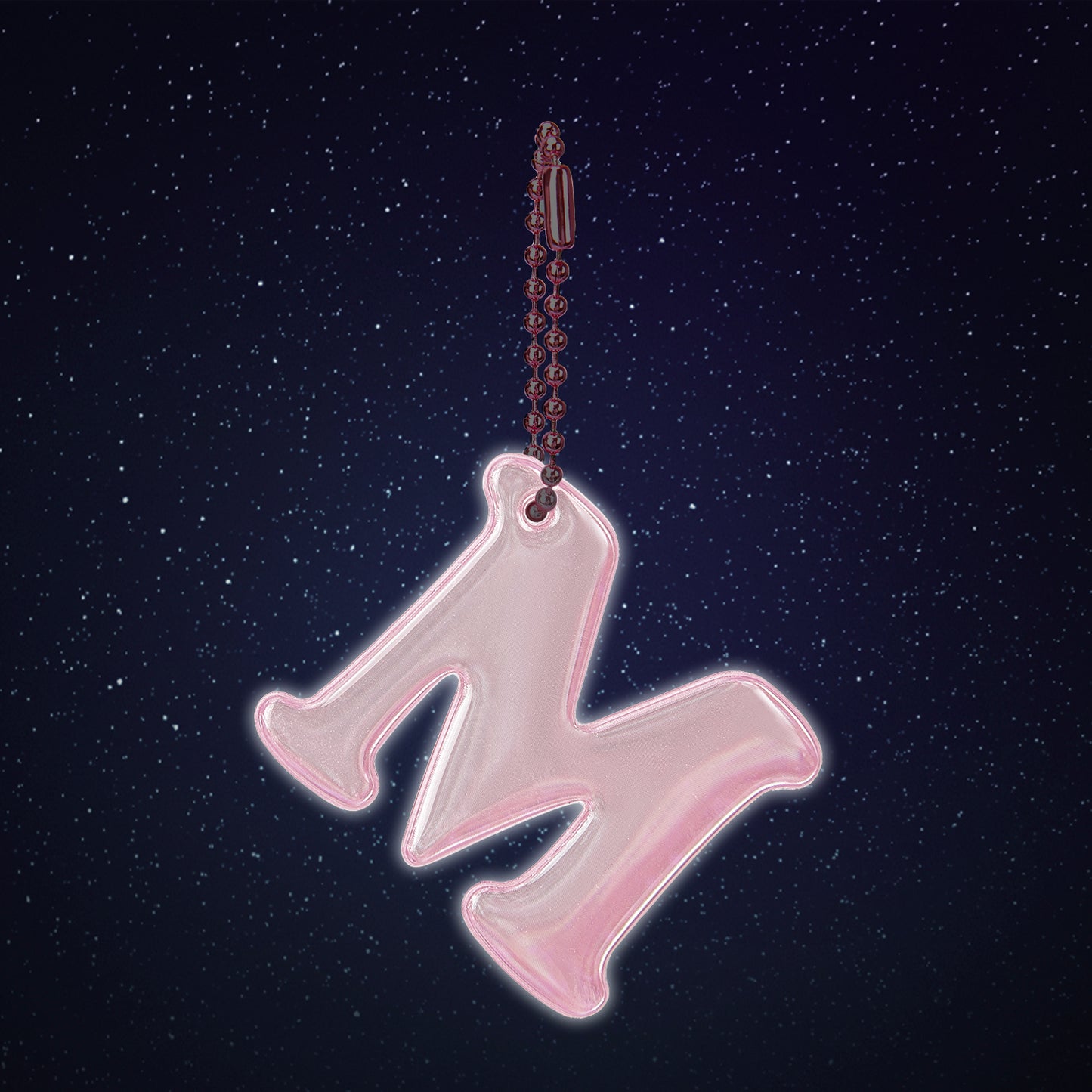 Reflective keychain letter M