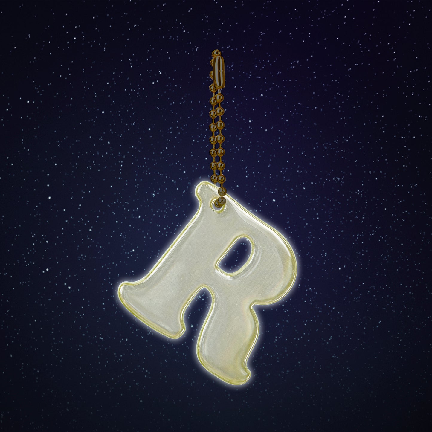 Reflective keychain letter R