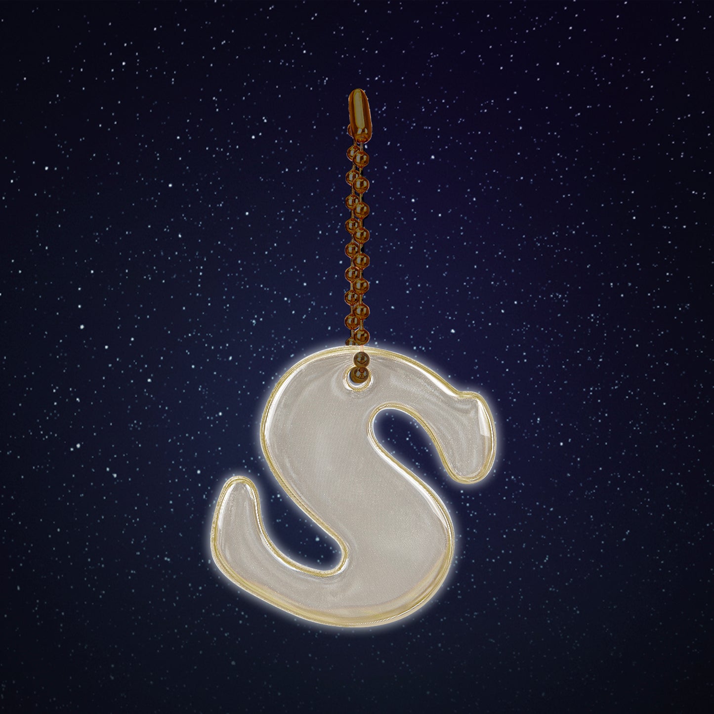 Reflective keychain letter S