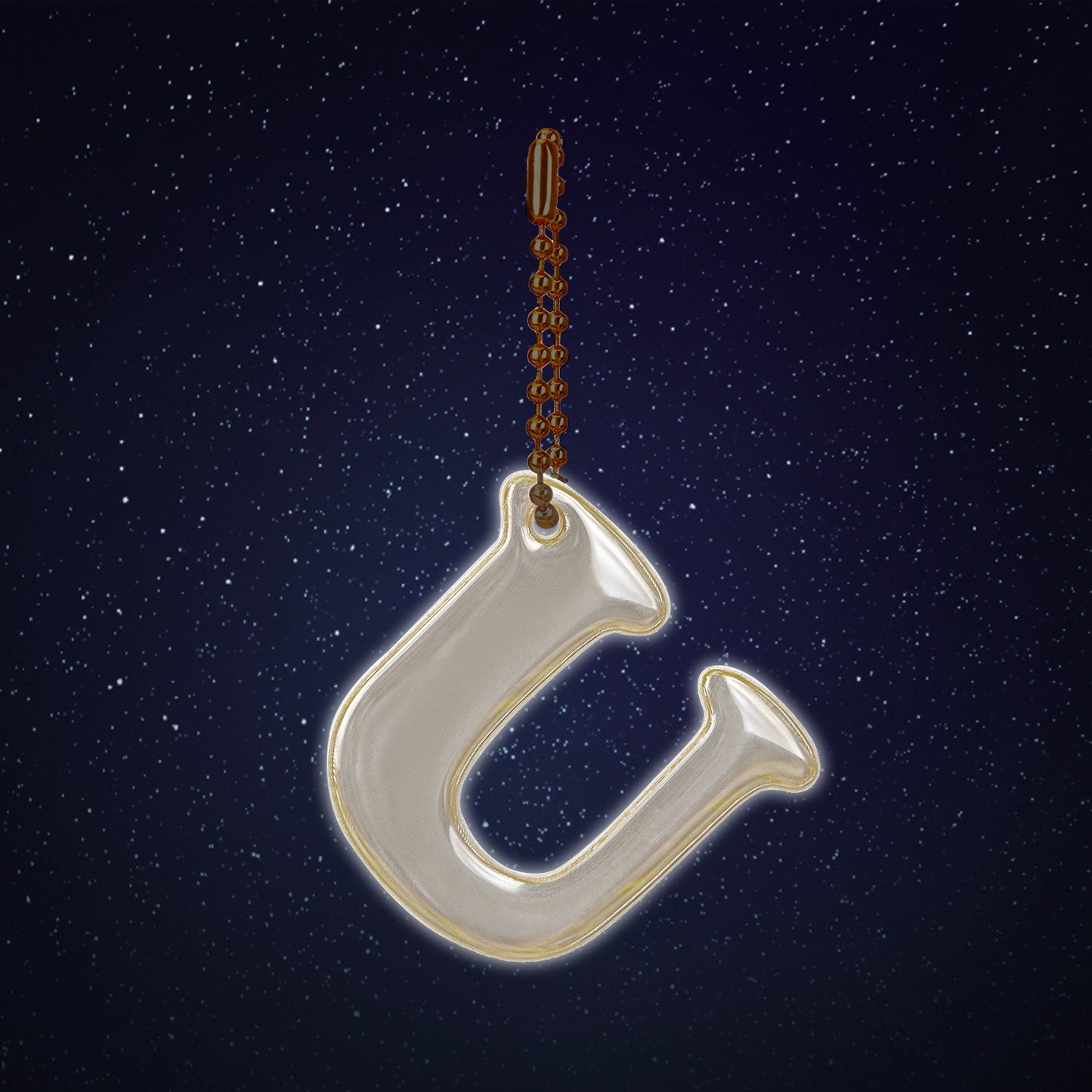 Reflective keychain letter U
