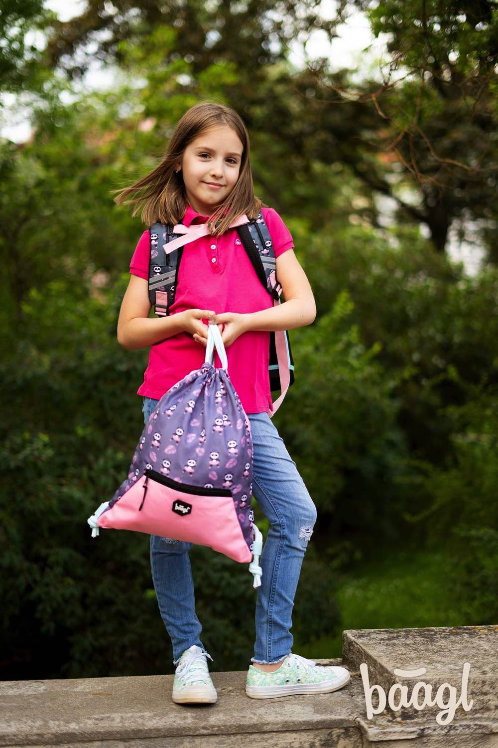 Gym sack with zip pocket Panda