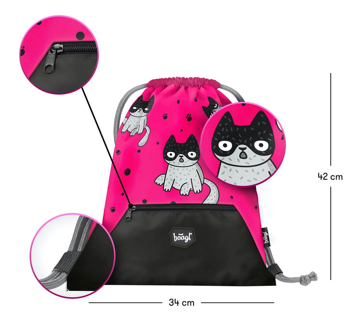 Gym sack with zip pocket Kittens