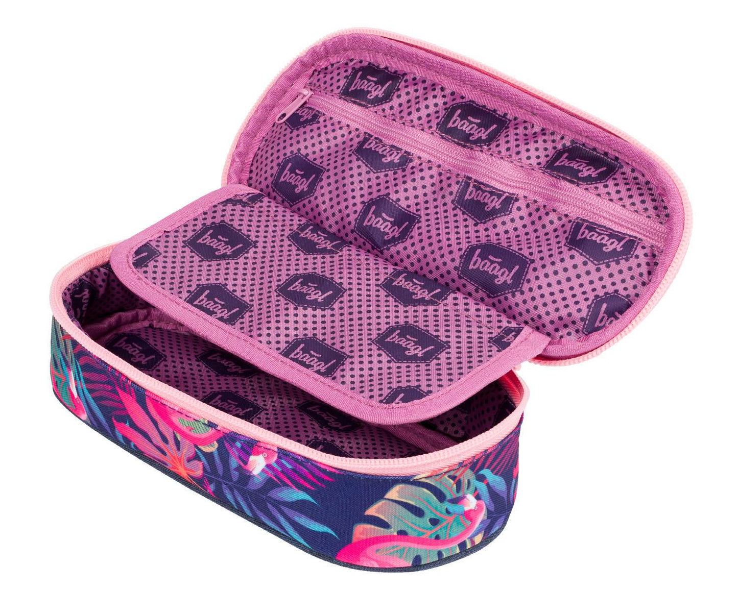 School pencil case etue compact Flamingo