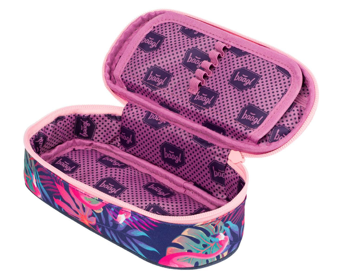 School pencil case etue compact Flamingo