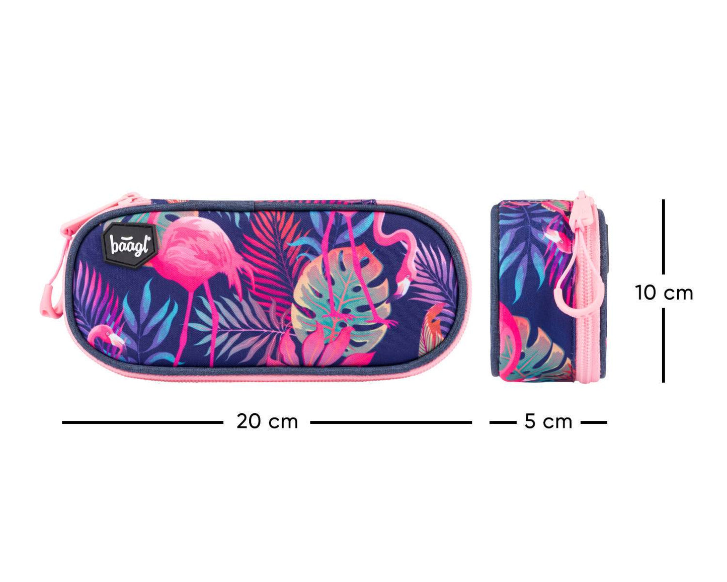 School pencil case etue compact Flamingo