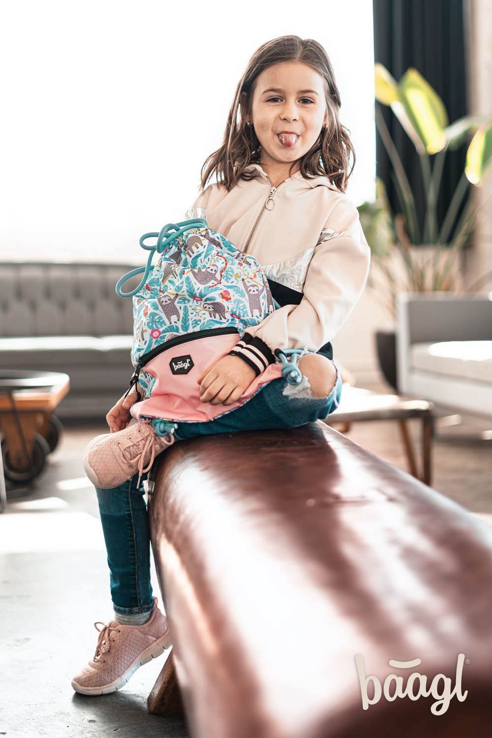 Gym sack with zip pocket Sloth
