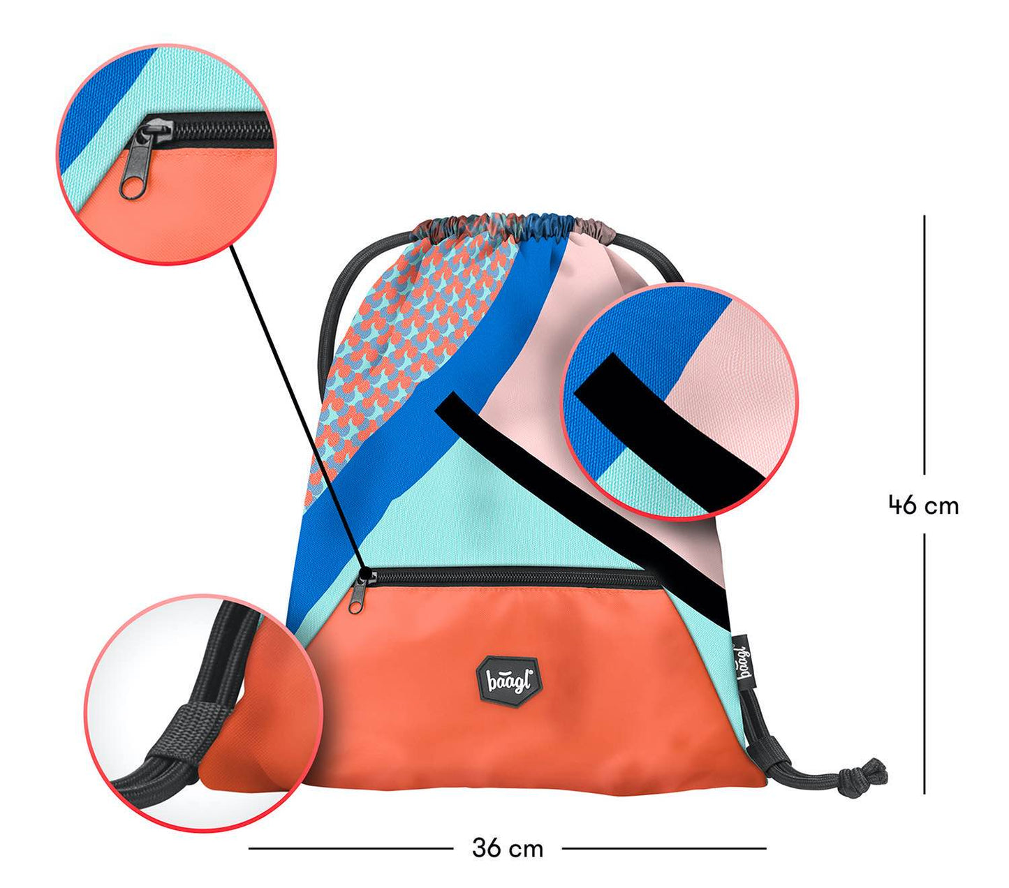Gym sack with zip pocket Form