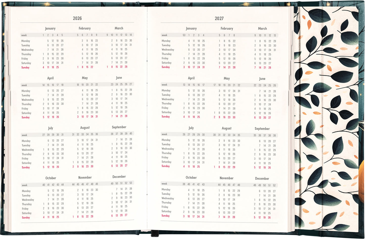 Magnetic weekly planner Fox 2026, 13 x 21 cm