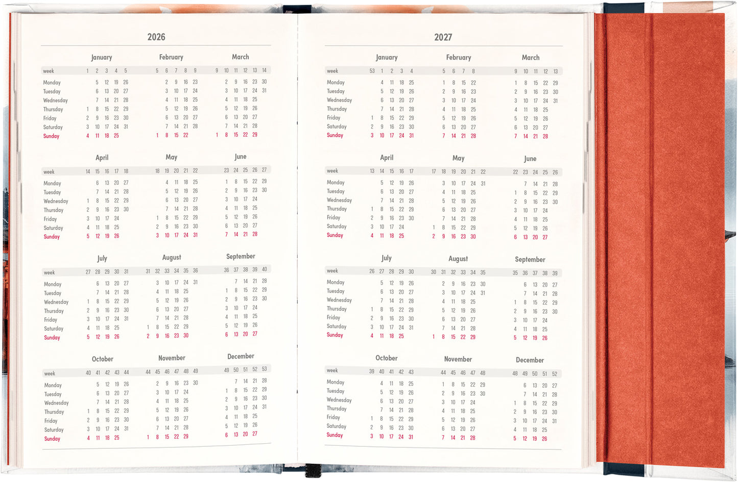 Magnetic weekly planner Japan 2026, 13 x 21 cm