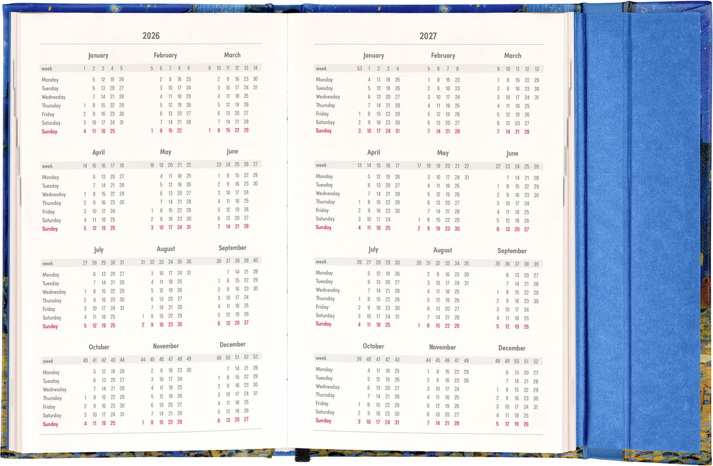 Magnetic weekly planner Vincent van Gogh 2026, 13 x 21 cm