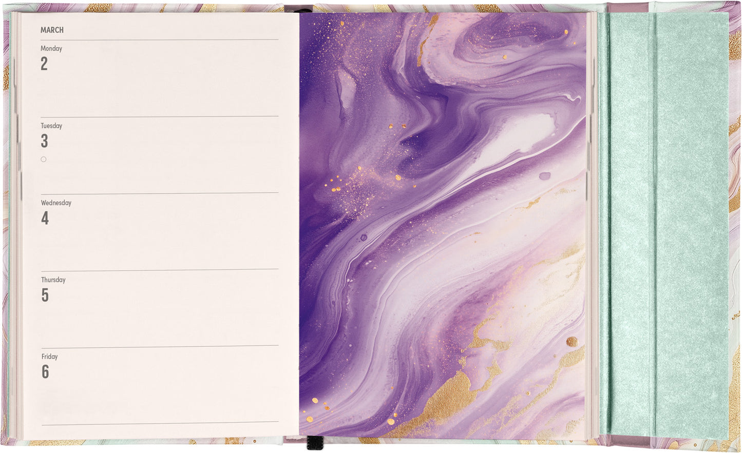 Magnetic weekly planner Pink Marble 2026, 11 x 16 cm