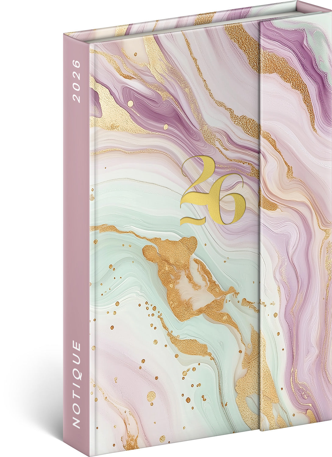 Magnetic weekly planner Pink Marble 2026, 11 x 16 cm