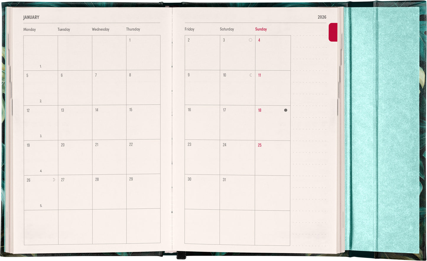 Magnetic weekly planner Monstera 2026, 11 x 16 cm