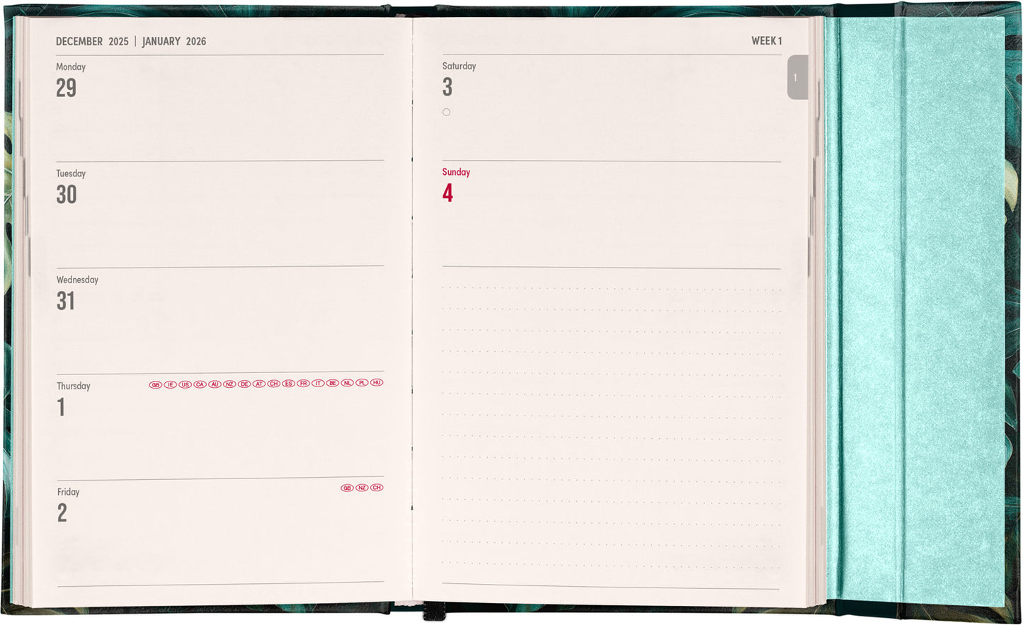 Magnetic weekly planner Monstera 2026, 11 x 16 cm