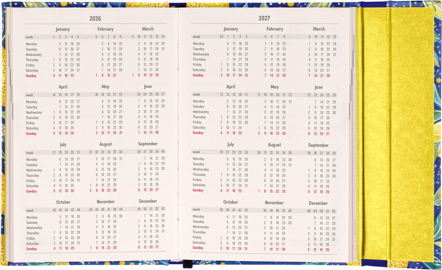 Magnetic weekly planner Lemons 2026, 11 x 16 cm