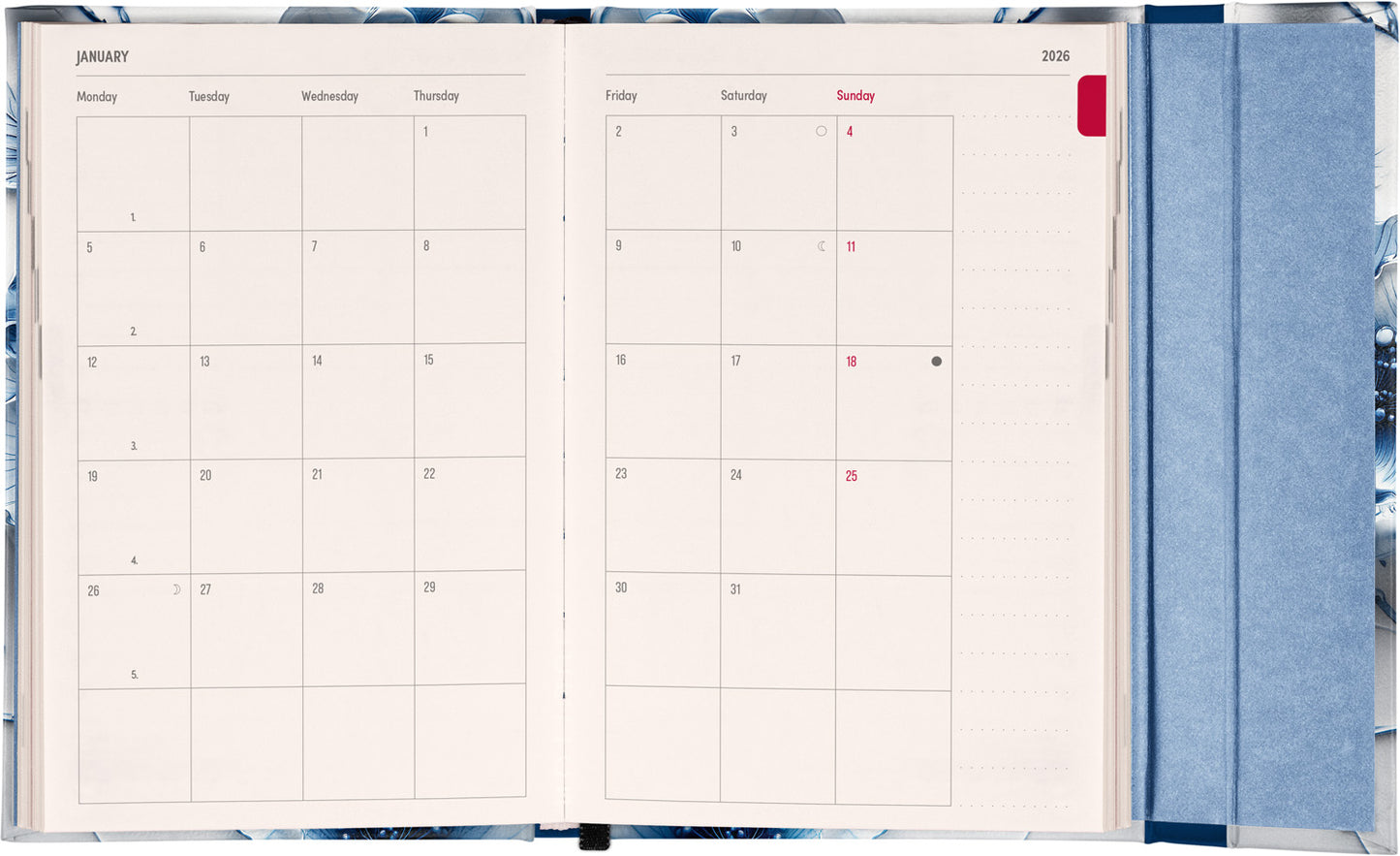 Magnetic weekly planner Porcelain Flower 2026, 11 x 16 cm
