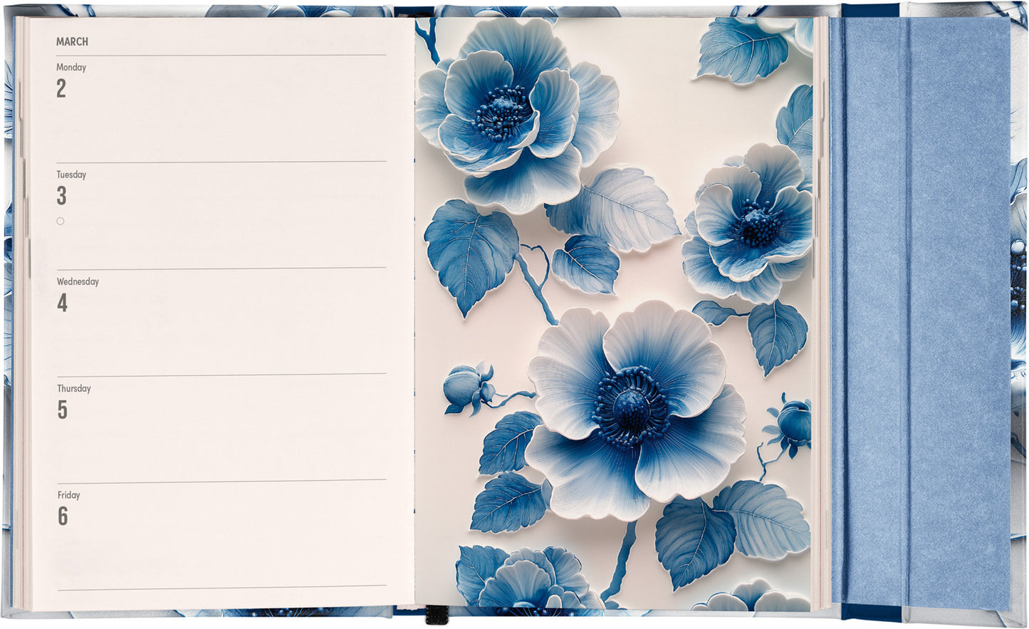 Magnetic weekly planner Porcelain Flower 2026, 11 x 16 cm