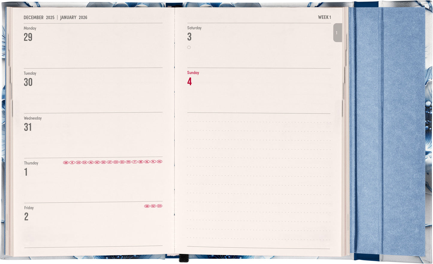 Magnetic weekly planner Porcelain Flower 2026, 11 x 16 cm