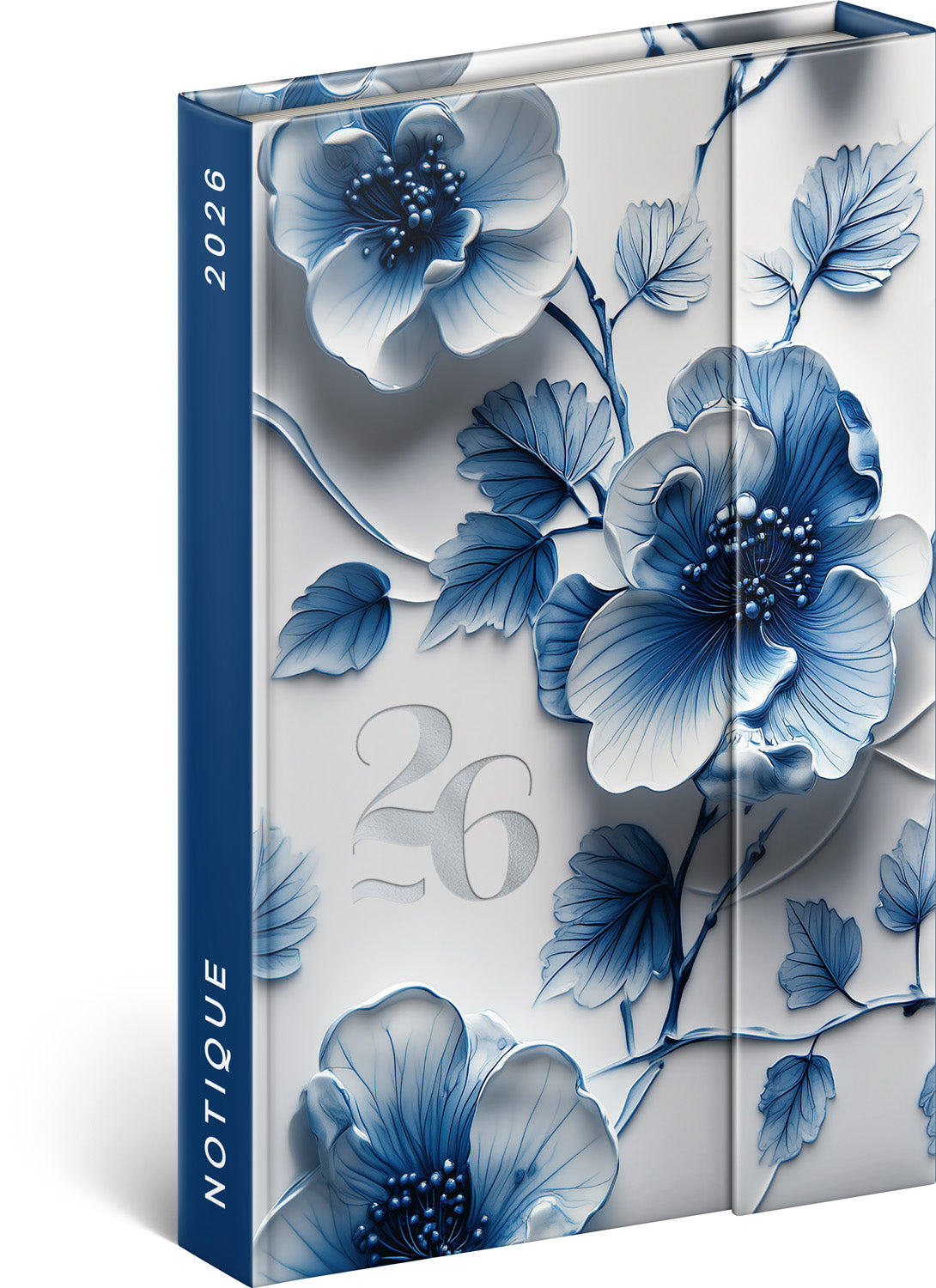 Magnetic weekly planner Porcelain Flower 2026, 11 x 16 cm