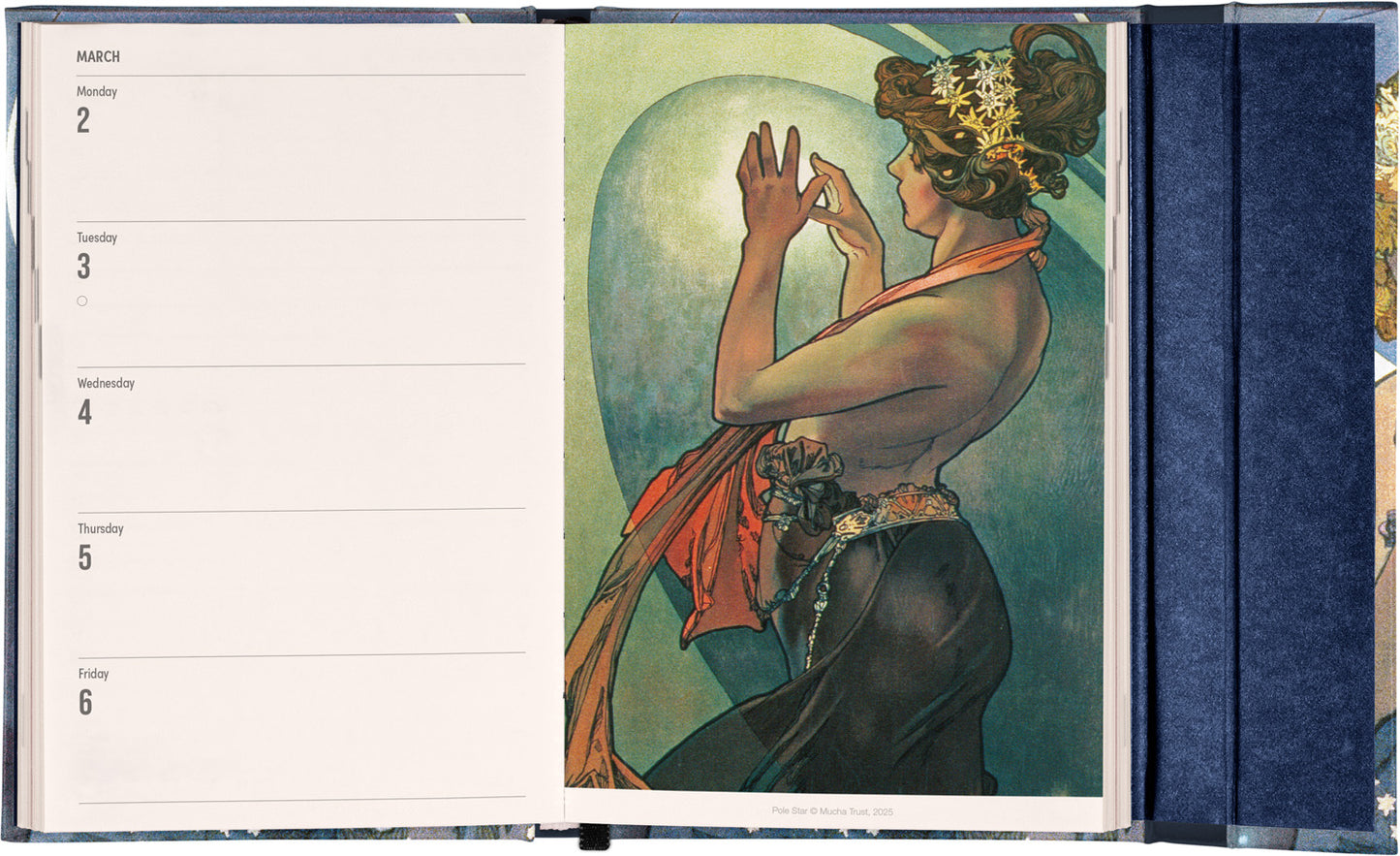 Magnetic weekly planner Alphonse Mucha 2026, 11 x 16 cm