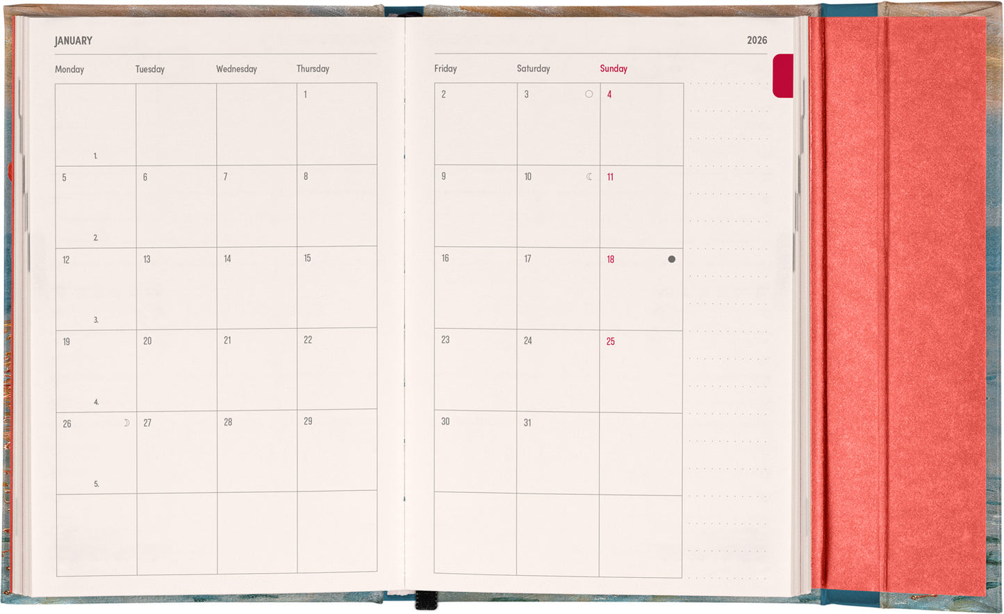 Magnetic weekly planner Claude Monet 2026, 11 x 16 cm