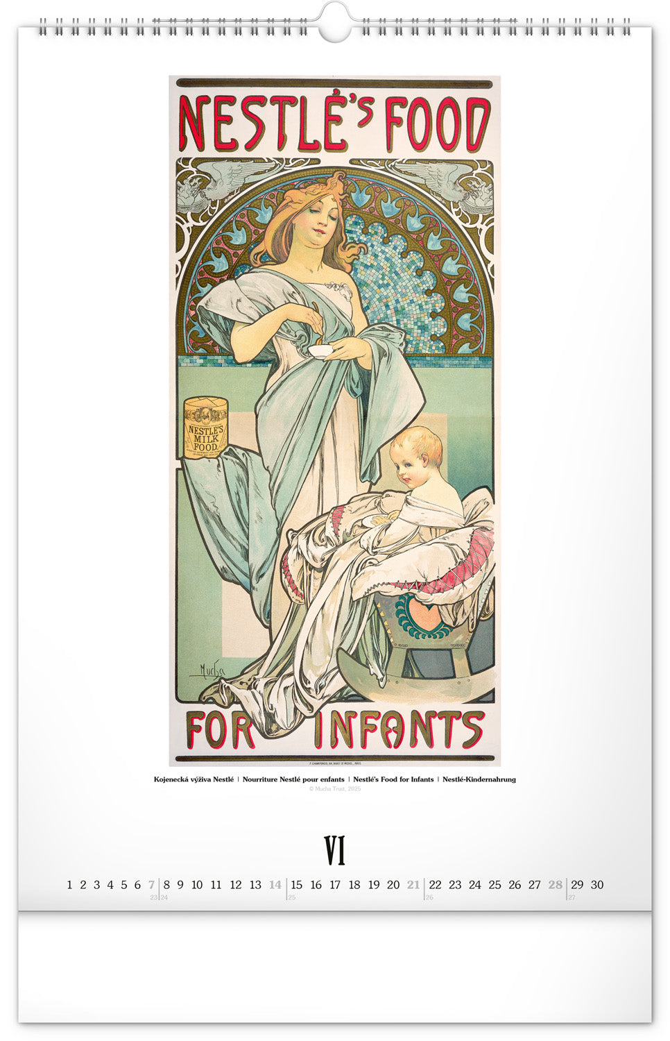 Wall calendar Alphonse Mucha 2026, 33 x 46 cm