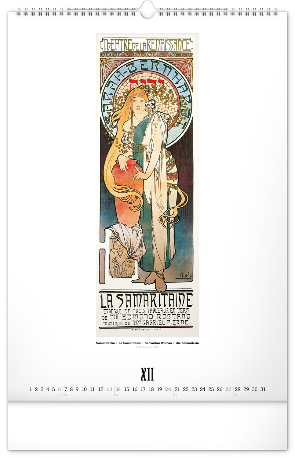 Wall calendar Alphonse Mucha 2026, 33 x 46 cm