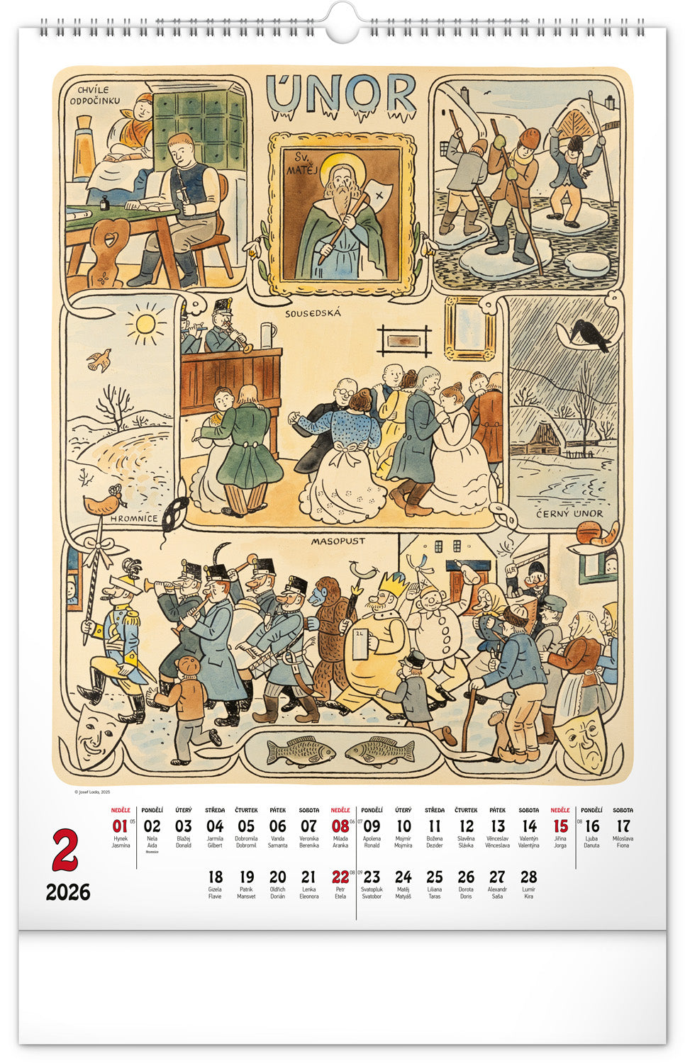 Wall calendar Josef Lada 2026, 33 x 46 cm
