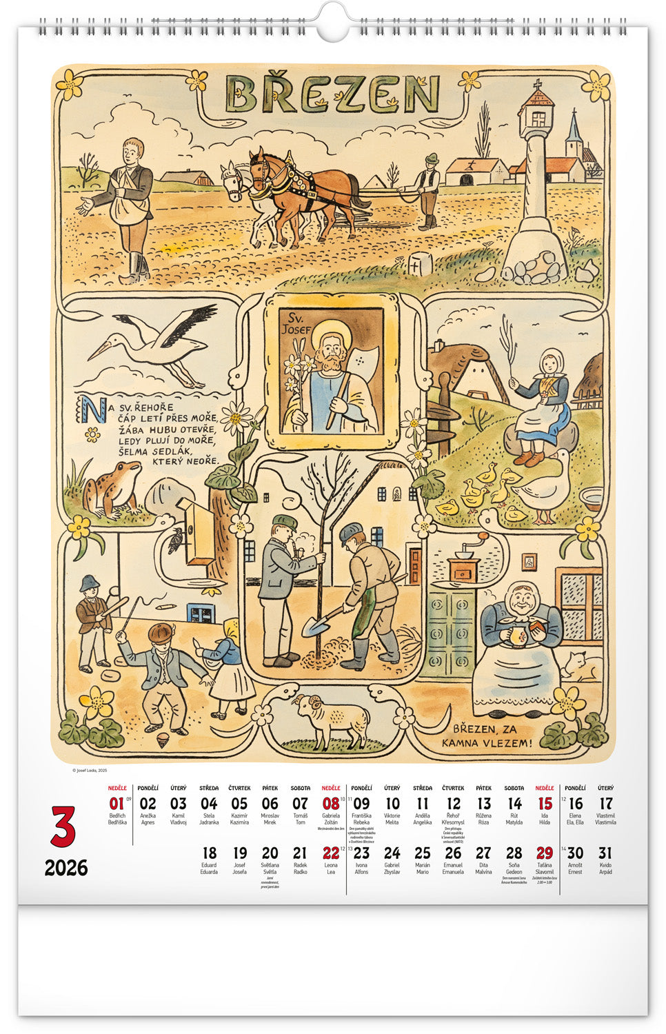 Wall calendar Josef Lada 2026, 33 x 46 cm