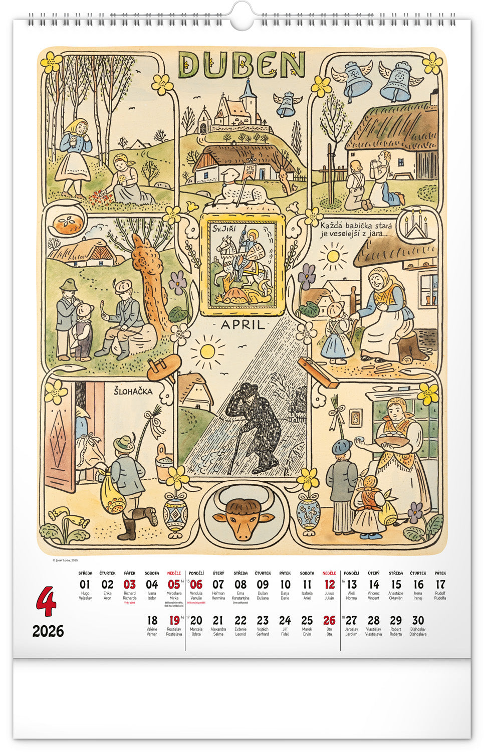 Wall calendar Josef Lada 2026, 33 x 46 cm