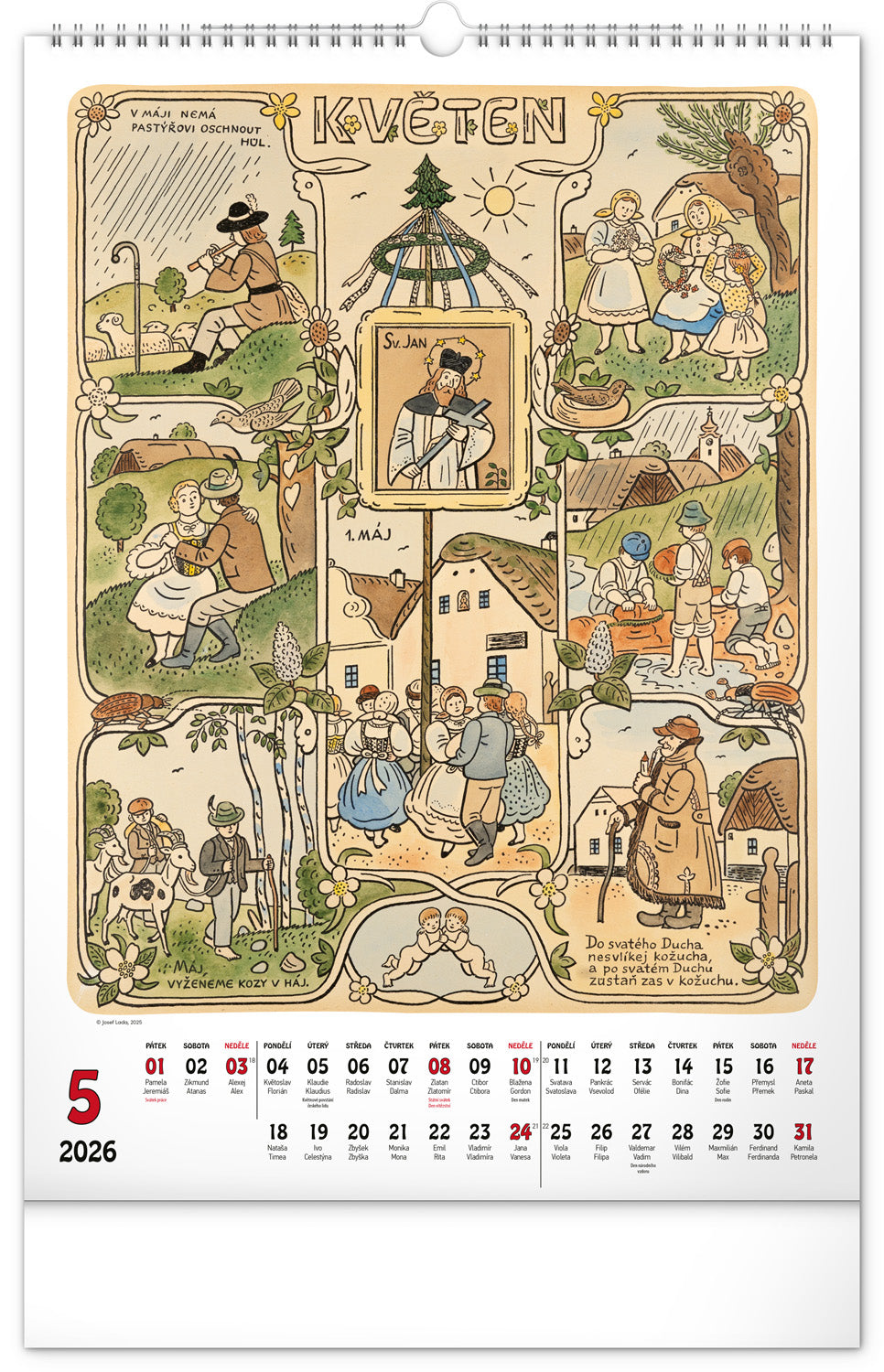 Wall calendar Josef Lada 2026, 33 x 46 cm