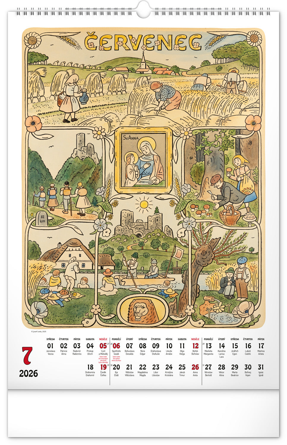 Wall calendar Josef Lada 2026, 33 x 46 cm