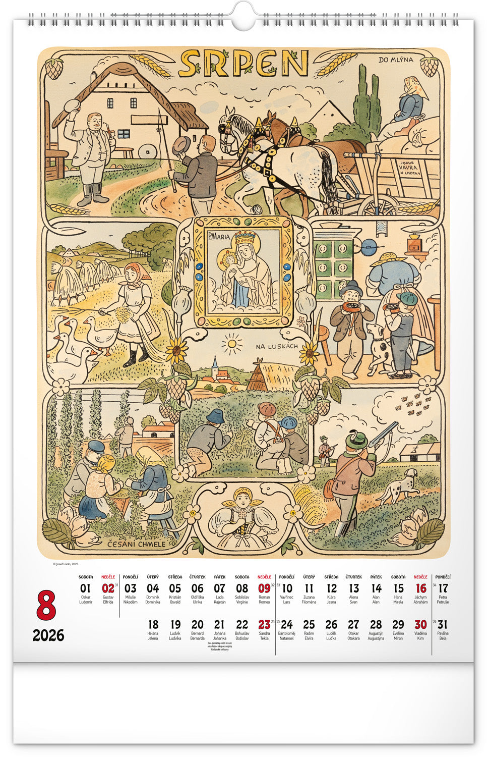 Wall calendar Josef Lada 2026, 33 x 46 cm
